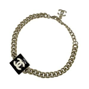 CHANEL Choker Coco Mark Square Chain Necklace Gold